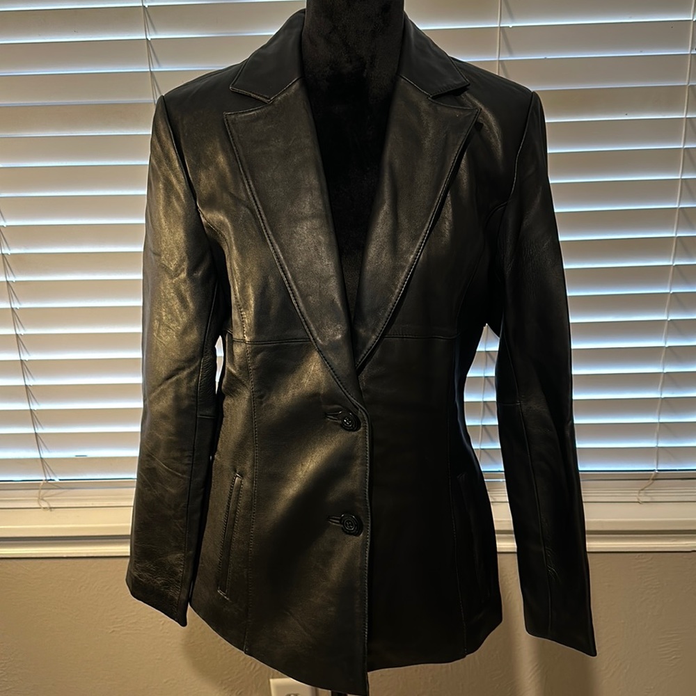 Leather jacket- black size medium in